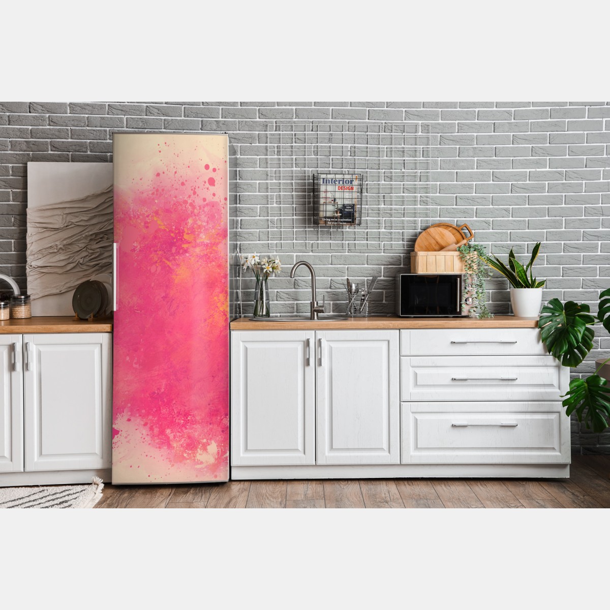 Naklejka na lodówkę żywa różowa akwarelowa plama – Wallissimo® Naklejka na lodówkę żywa różowa akwarelowa plama – Wallissimo®