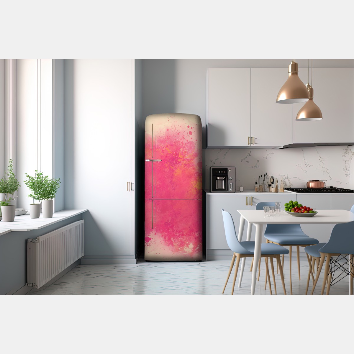 Naklejka na lodówkę żywa różowa akwarelowa plama – Wallissimo® Naklejka na lodówkę żywa różowa akwarelowa plama – Wallissimo®