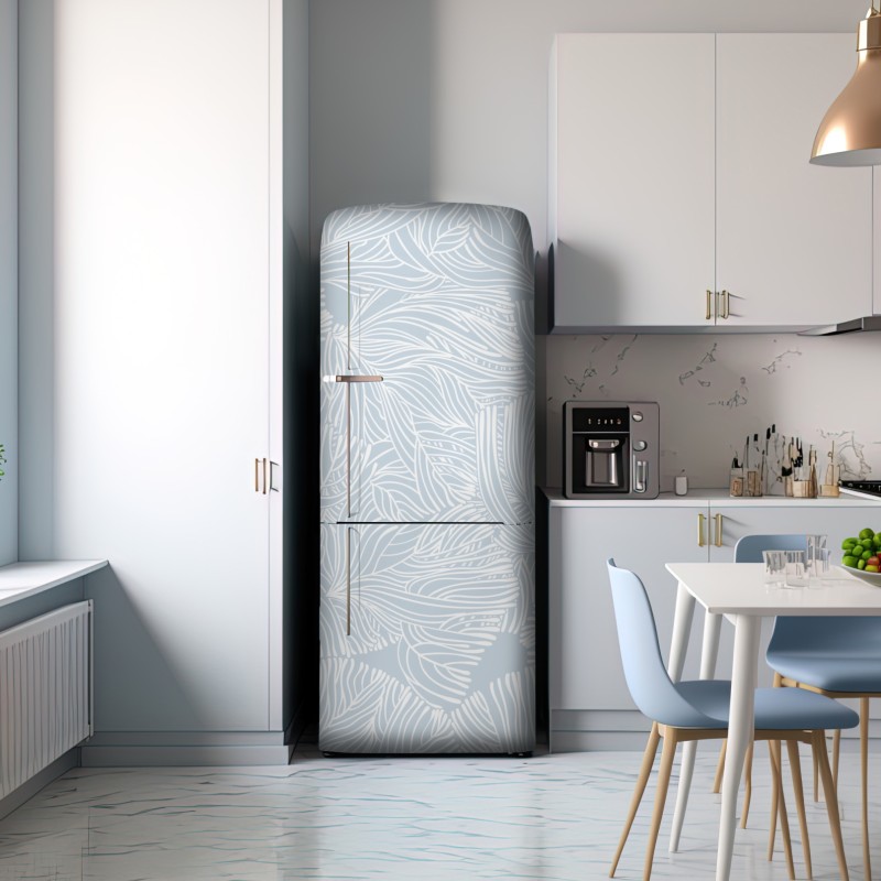 Naklejka na lodówkę delikatny niebieski wzór botaniczny – Wallissimo® Naklejka na lodówkę delikatny niebieski wzór botaniczny – Wallissimo®