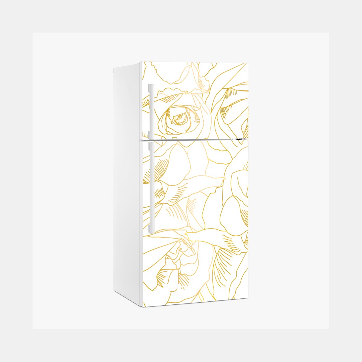 Fridge sticker delicate gold rose line art pattern
