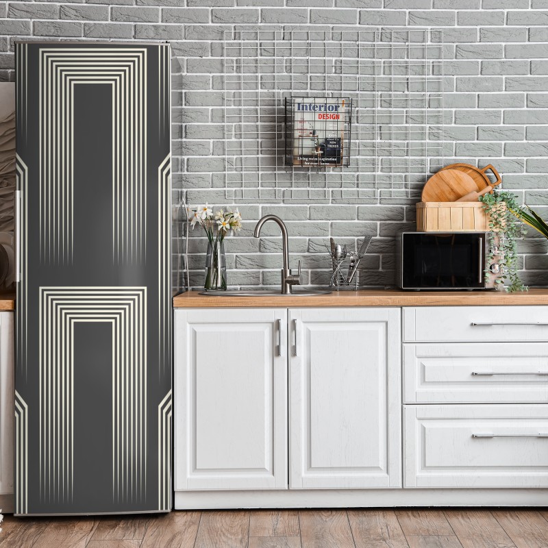 Naklejka na lodówkę biała tekstura marmuru z szarymi żyłkami – Wallissimo®