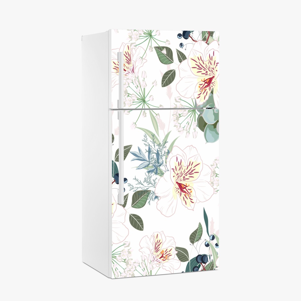 Fridge sticker delicate pastel floral pattern