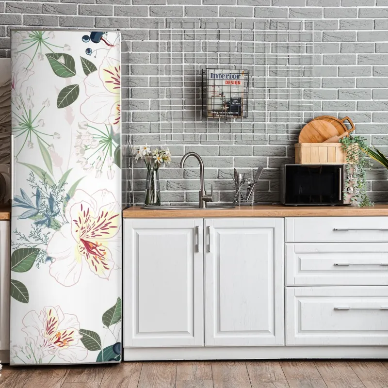 Naklejka na lodówkę elegancki portret w czerwonej sukni – Wallissimo®