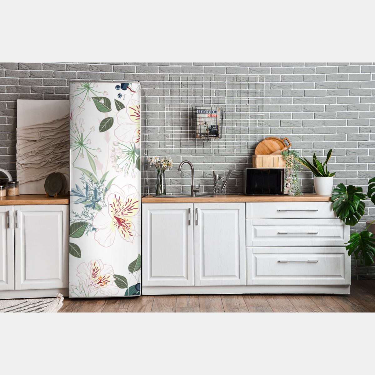 Naklejka na lodówkę delikatny pastelowy wzór kwiatowy – Wallissimo® Naklejka na lodówkę delikatny pastelowy wzór kwiatowy – Wallissimo®