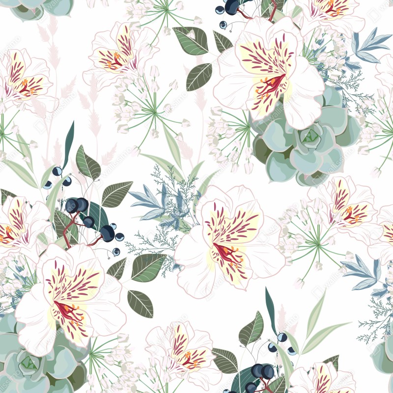 Naklejka na lodówkę delikatny pastelowy wzór kwiatowy – Wallissimo® Naklejka na lodówkę delikatny pastelowy wzór kwiatowy – Wallissimo®