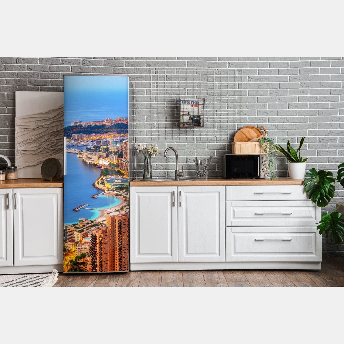 Naklejka na lodówkę Monako panorama wybrzeża o zmierzchu – Wallissimo® Naklejka na lodówkę Monako panorama wybrzeża o zmierzchu – Wallissimo®