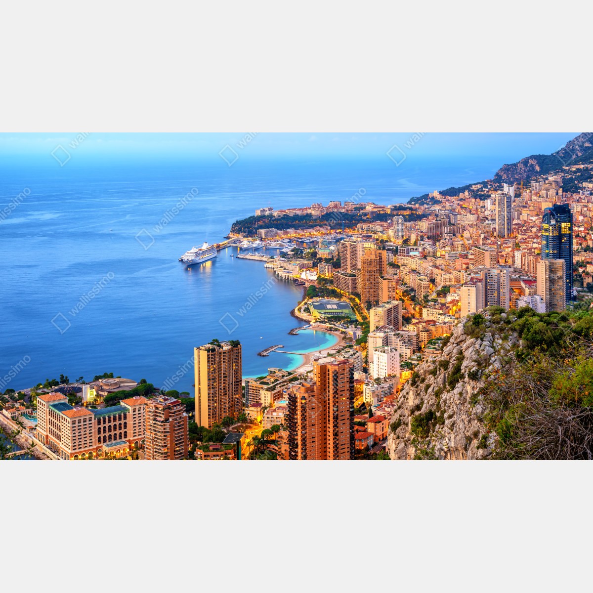 Naklejka na lodówkę Monako panorama wybrzeża o zmierzchu – Wallissimo® Naklejka na lodówkę Monako panorama wybrzeża o zmierzchu – Wallissimo®