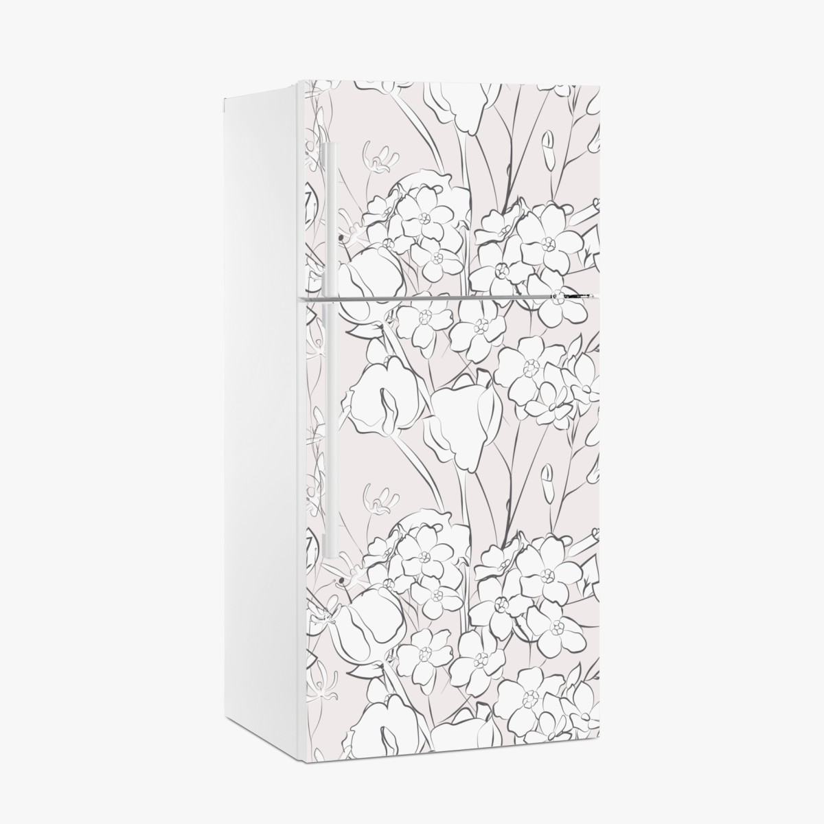 Fridge sticker delicate pastel floral design