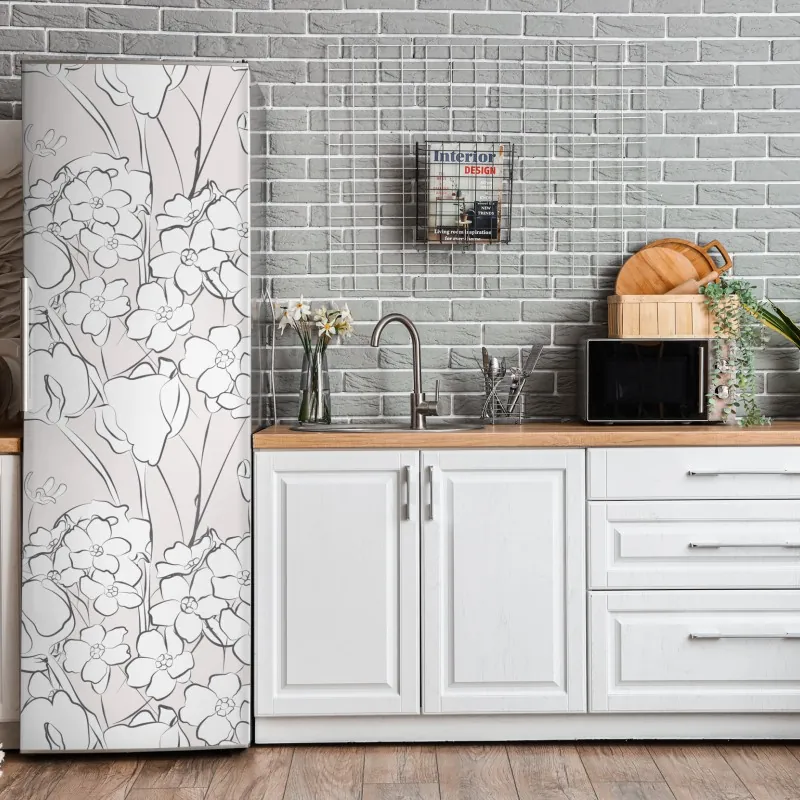 Naklejka na lodówkę retro tropikalne palmy o zachodzie słońca – Wallissimo®