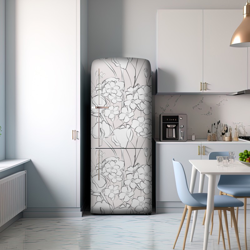 Naklejka na lodówkę delikatny pastelowy motyw kwiatowy – Wallissimo® Naklejka na lodówkę delikatny pastelowy motyw kwiatowy – Wallissimo®