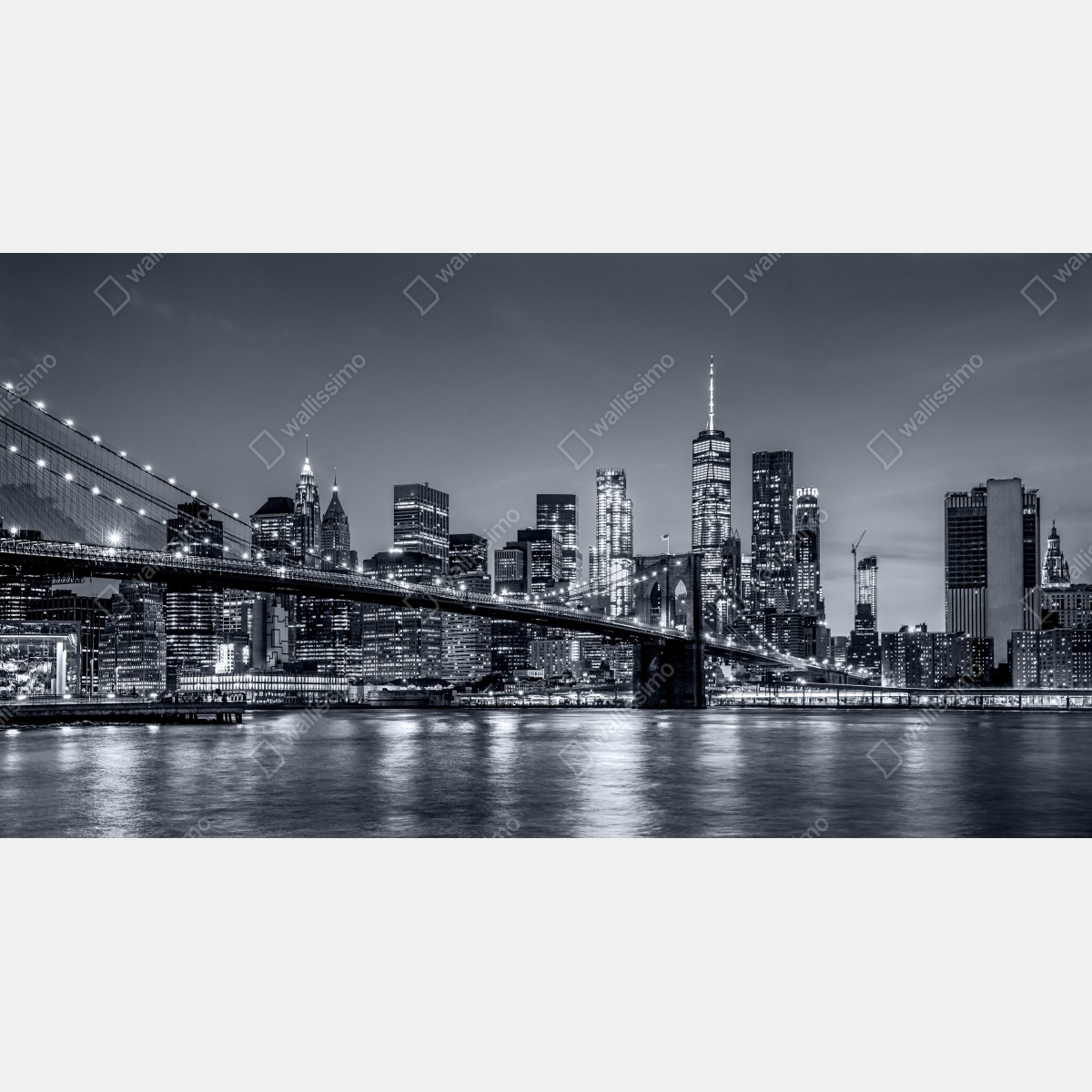 Naklejka na lodówkę Nowy Jork panorama nocna z Mostem Brooklińskim – Wallissimo® Naklejka na lodówkę Nowy Jork panorama nocna z Mostem Brooklińskim – Wallissimo®