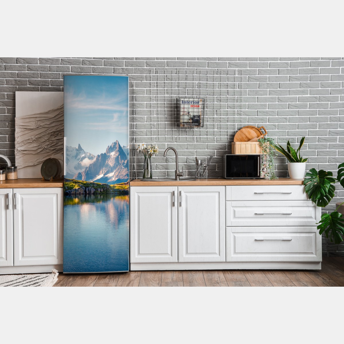 Naklejka na lodówkę panorama Lac Blanc i Mont Blanc – Wallissimo® Naklejka na lodówkę panorama Lac Blanc i Mont Blanc – Wallissimo®