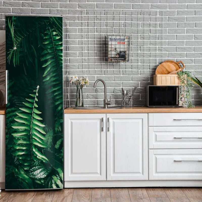 Naklejka na lodówkę różowe akwarelowe kwiaty na czarnym tle – Wallissimo®