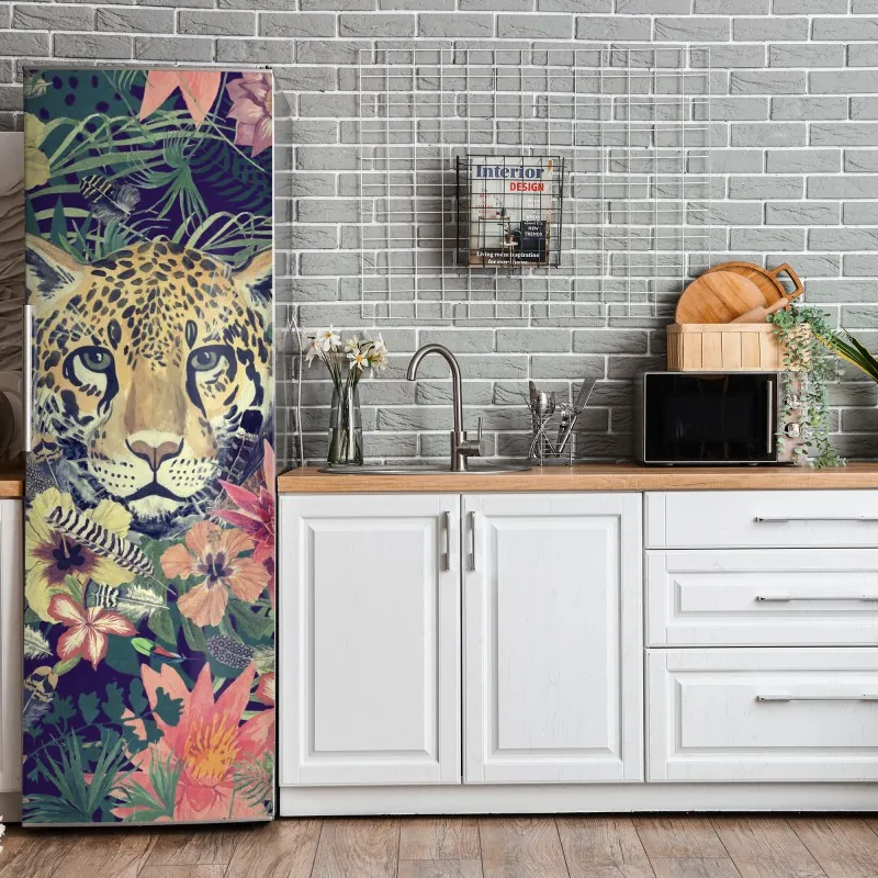 Naklejka na lodówkę turkusowy wzór łusek z złotymi detalami – Wallissimo®