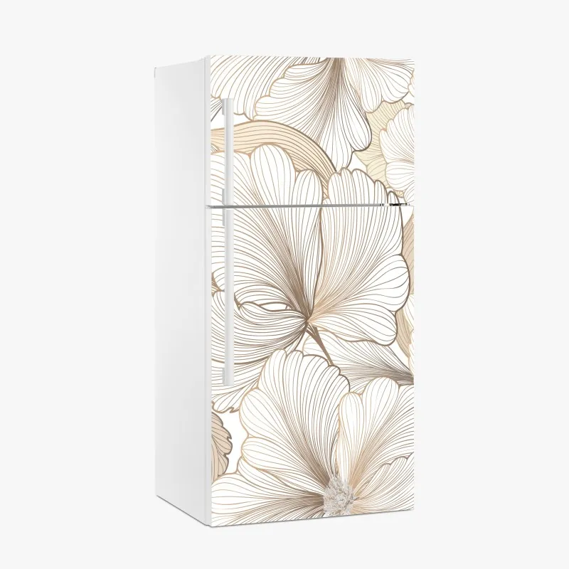 Naklejka na lodówkę delikatna beżowa ilustracja kwiatowa