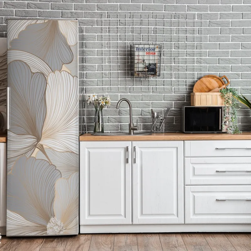 Naklejka na lodówkę abstrakcyjny falisty wzór w turkusie i koralu – Wallissimo®