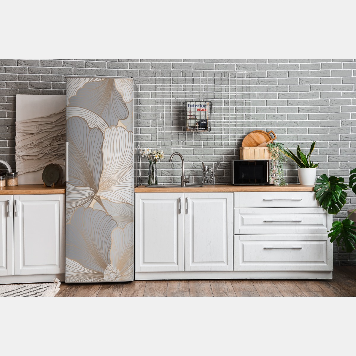 Naklejka na lodówkę delikatny pastelowy wzór kwiatowy – Wallissimo® Naklejka na lodówkę delikatny pastelowy wzór kwiatowy – Wallissimo®