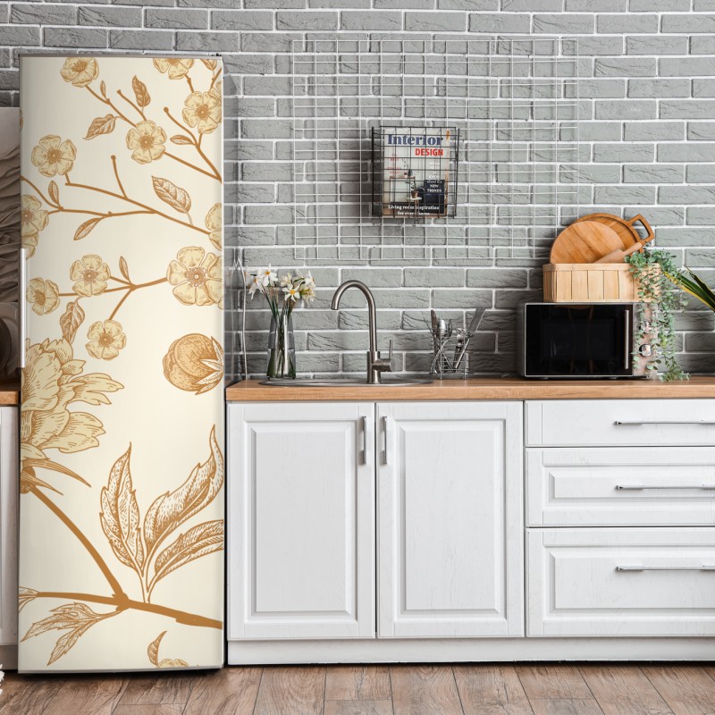 Naklejka na lodówkę iryzujący różowy wzór piór – Wallissimo®