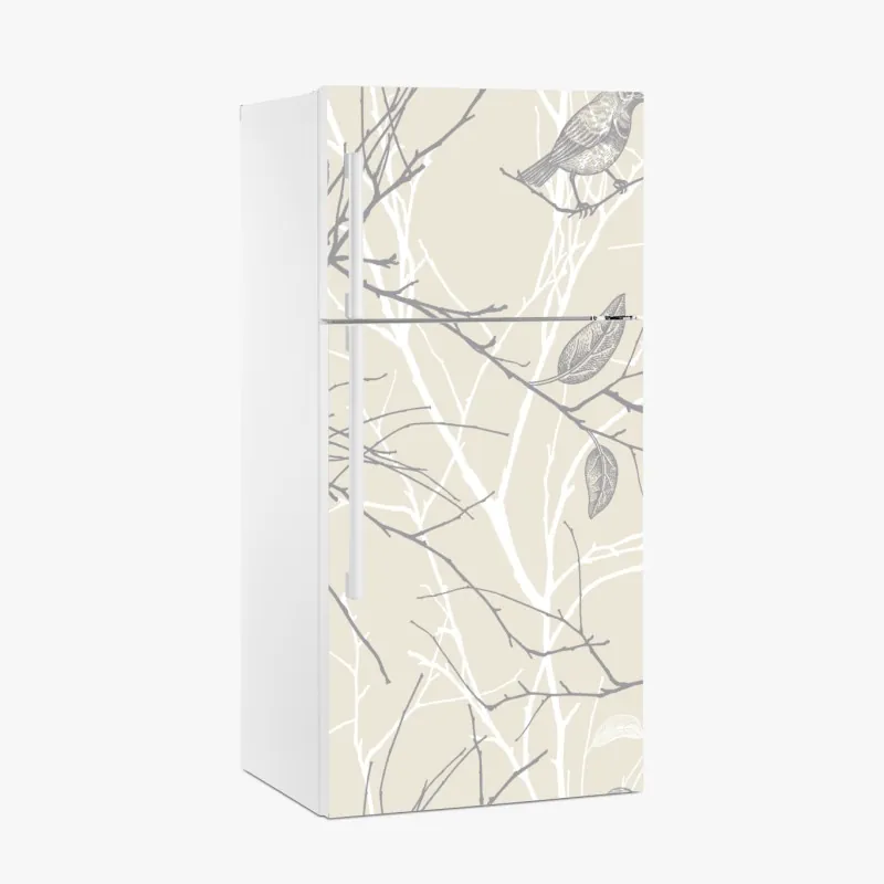 Naklejka na lodówkę elegancki szary wzór damasceński – Wallissimo®