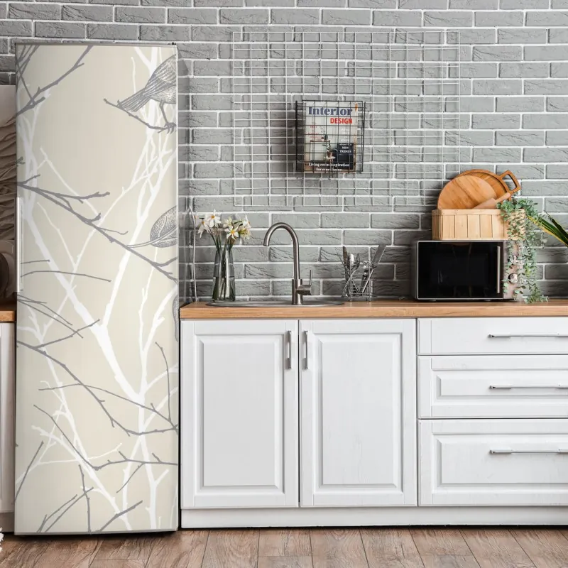 Naklejka na lodówkę elegancki szary wzór damasceński – Wallissimo®