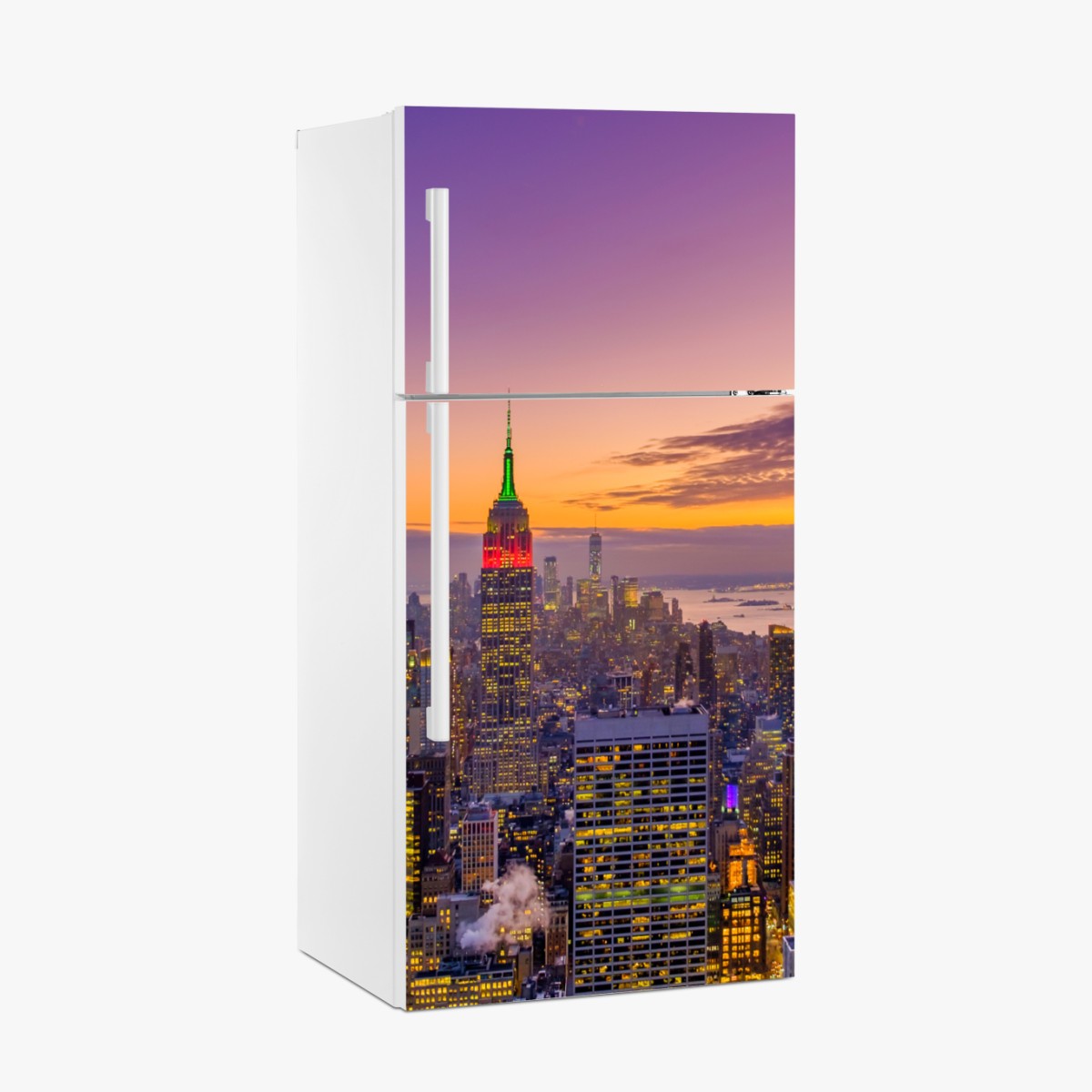 Fridge sticker vibrant New York skyline at sunset