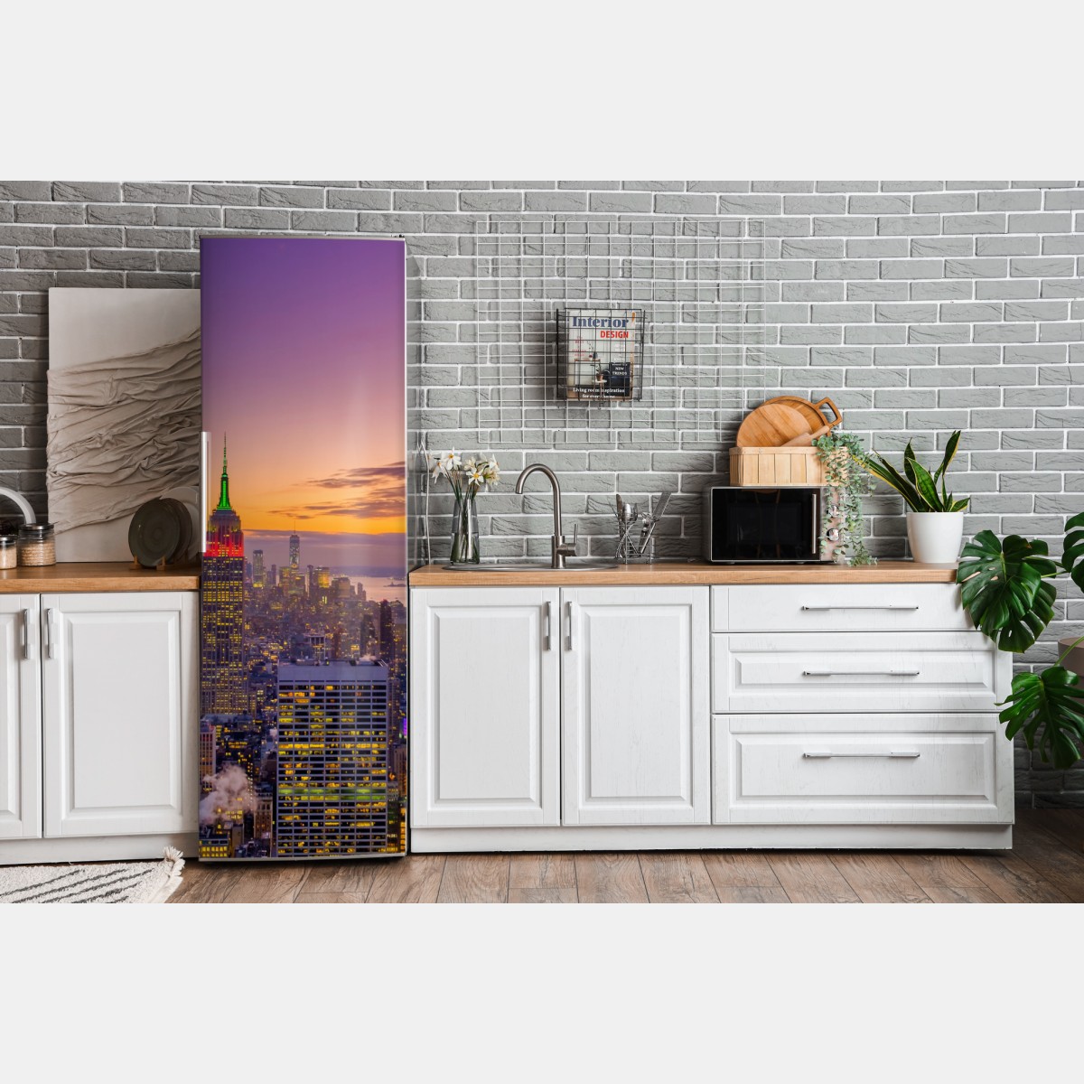 Naklejka na lodówkę żywa panorama Nowego Jorku o zmierzchu – Wallissimo® Naklejka na lodówkę żywa panorama Nowego Jorku o zmierzchu – Wallissimo®