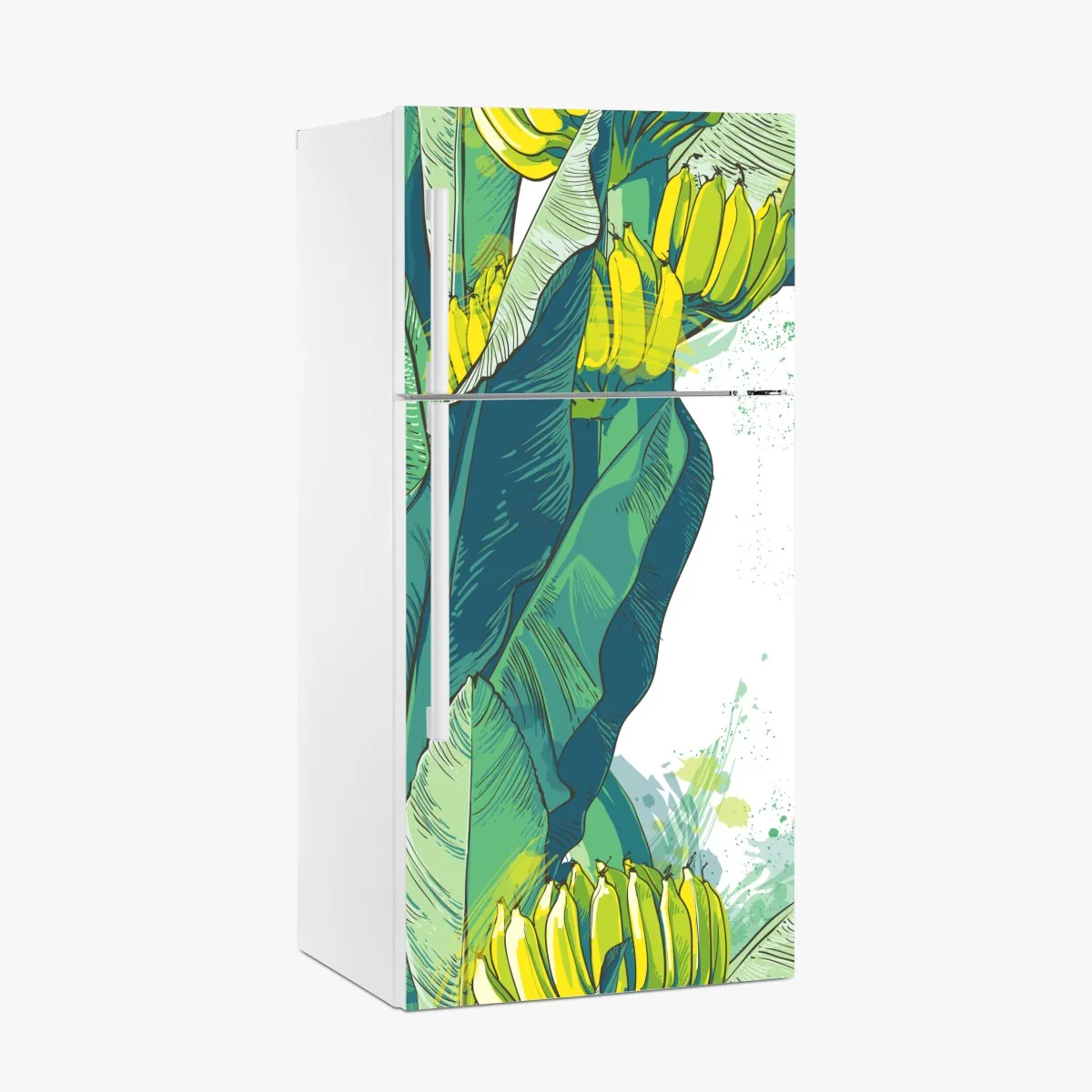 Naklejka na lodówkę tropikalna ilustracja liści bananowca – Wallissimo® Naklejka na lodówkę tropikalna ilustracja liści bananowca – Wallissimo®