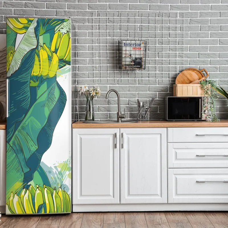 Naklejka na lodówkę vintage wzór różany w odcieniach różu – Wallissimo®