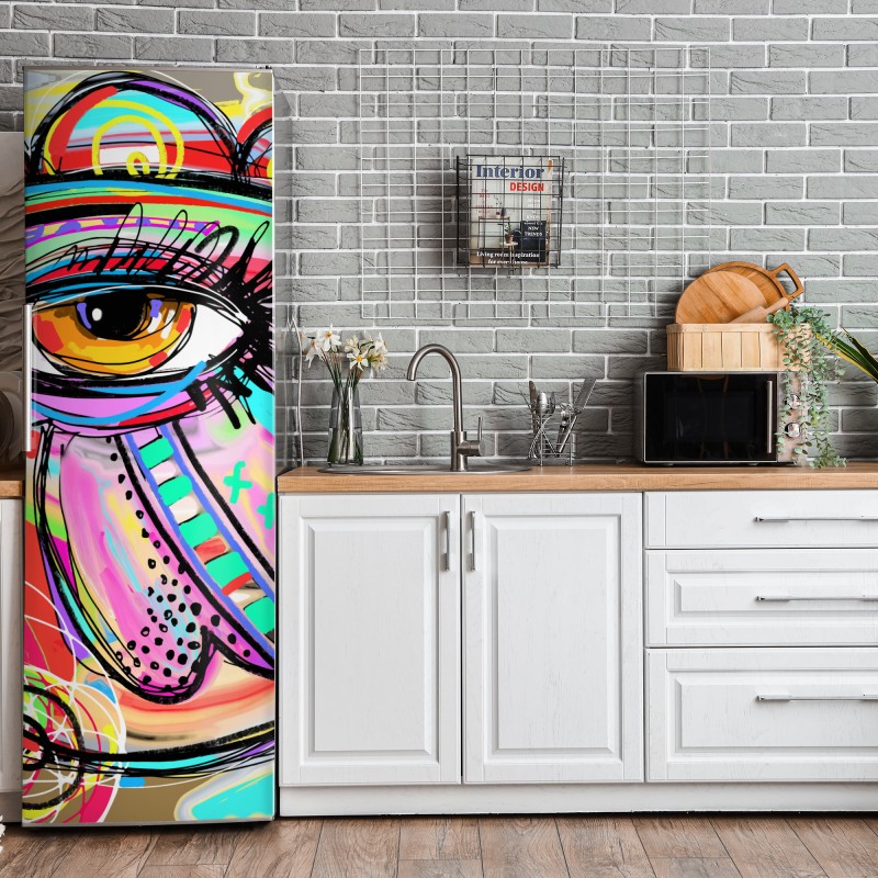 Naklejka na lodówkę jasny żółty wzór w kropki do pokoju – Wallissimo®