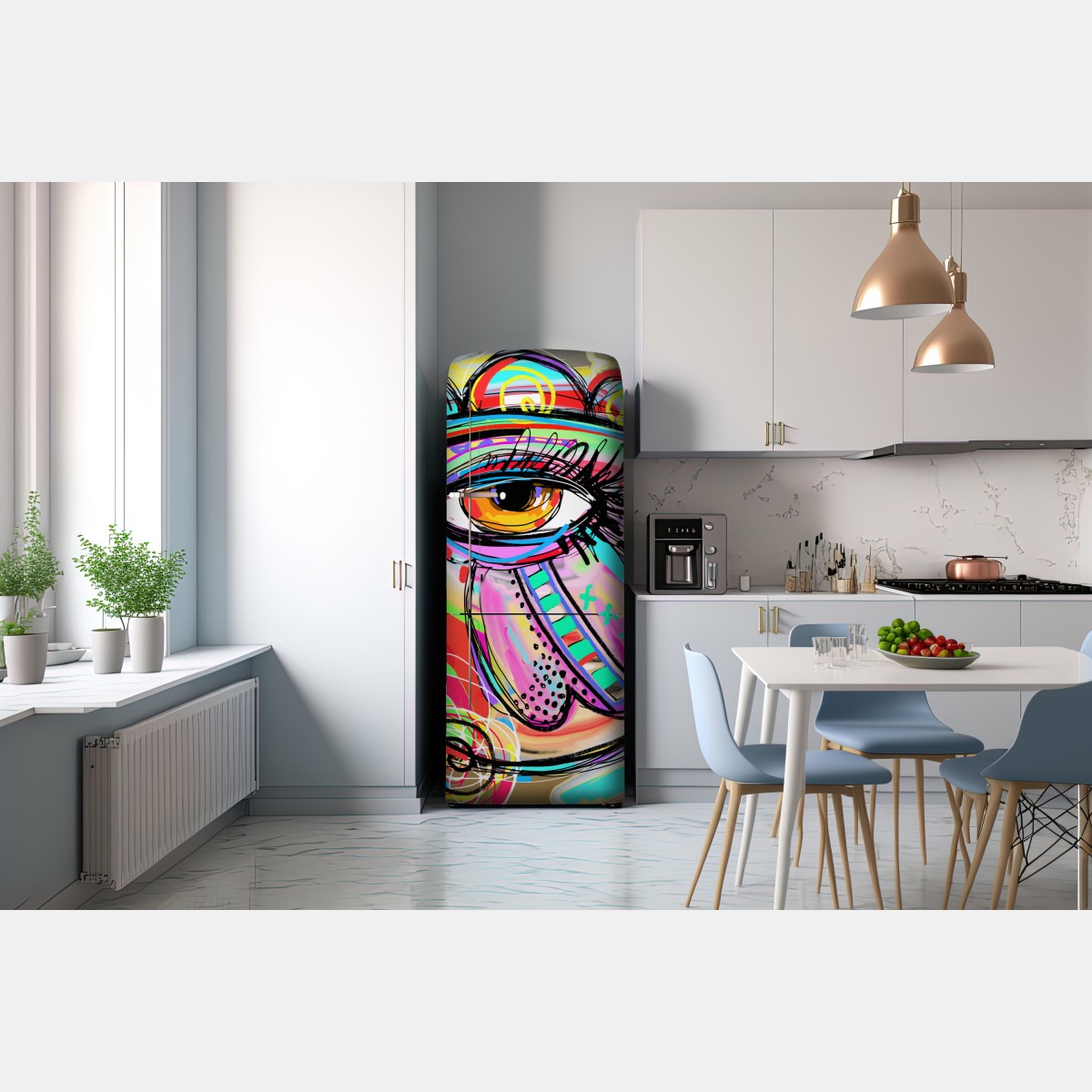 Naklejka na lodówkę żywe abstrakcyjne oko w stylu pop art – Wallissimo® Naklejka na lodówkę żywe abstrakcyjne oko w stylu pop art – Wallissimo®