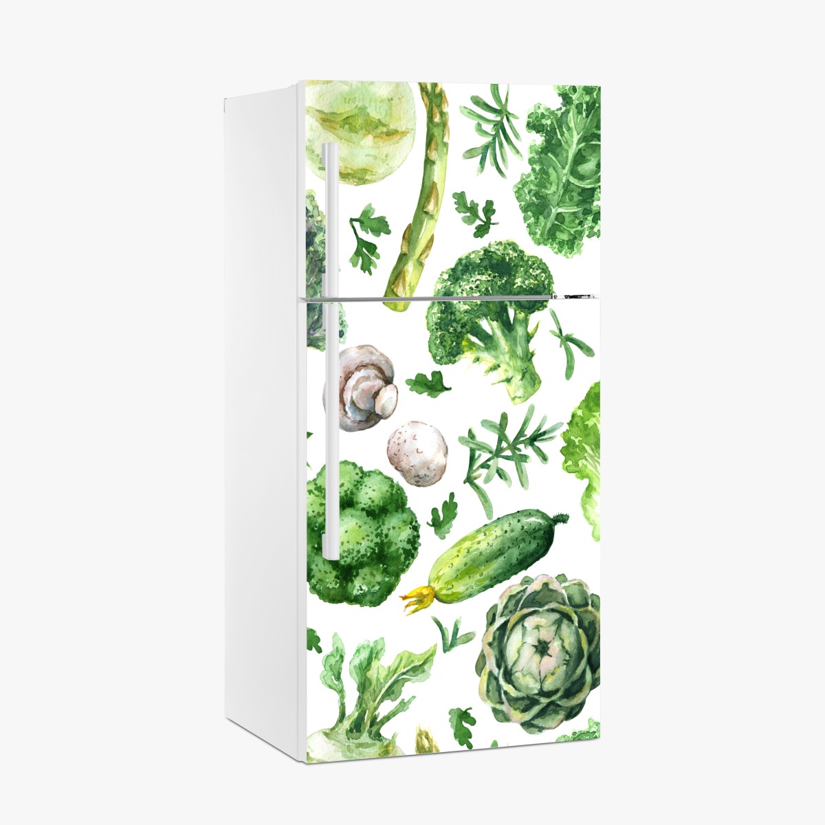 Fridge sticker watercolor greens seamless pattern