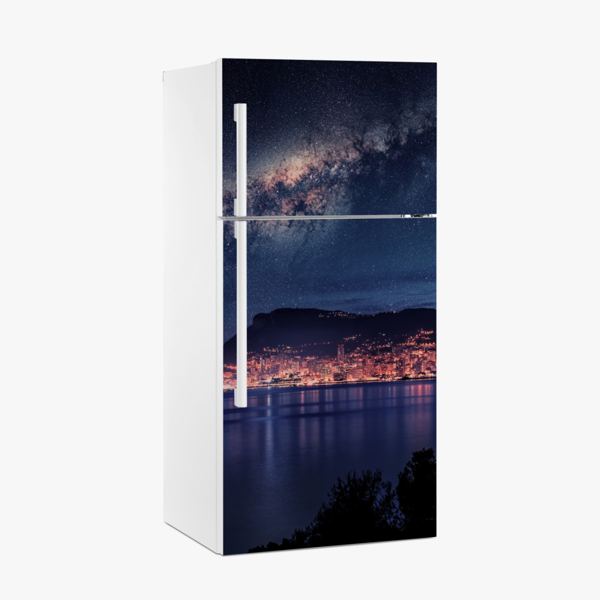 Fridge sticker coastal city under the milky way