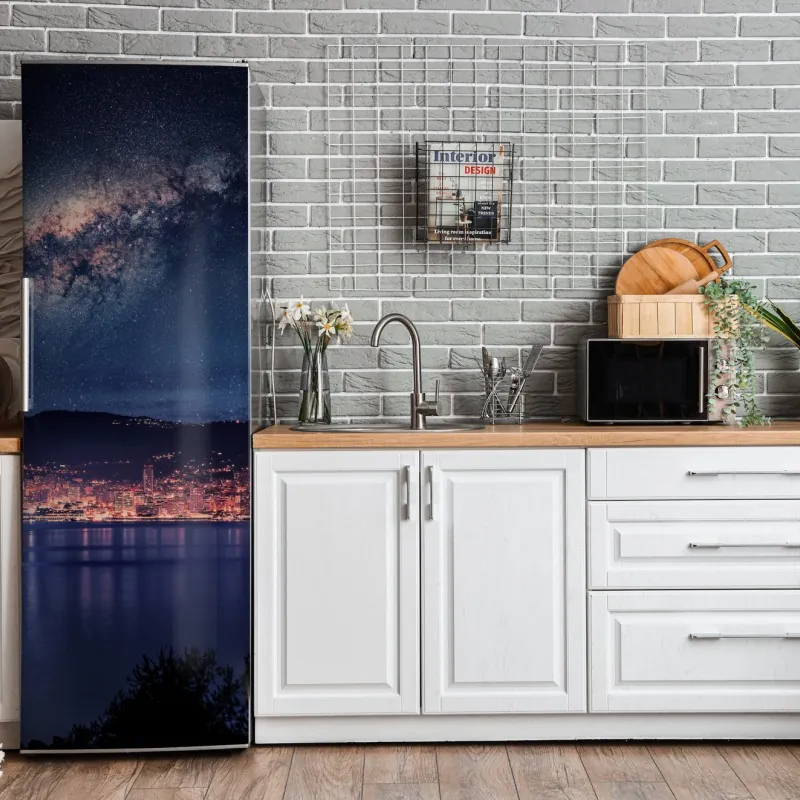 Naklejka na lodówkę powietrzny widok turkusowej plaży na Nusa Penida – Wallissimo®