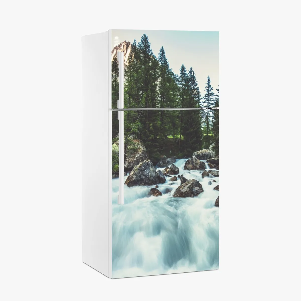 Naklejka na lodówkę malownicza alpejska rzeka w Ferret Valley – Wallissimo® Naklejka na lodówkę malownicza alpejska rzeka w Ferret Valley – Wallissimo®