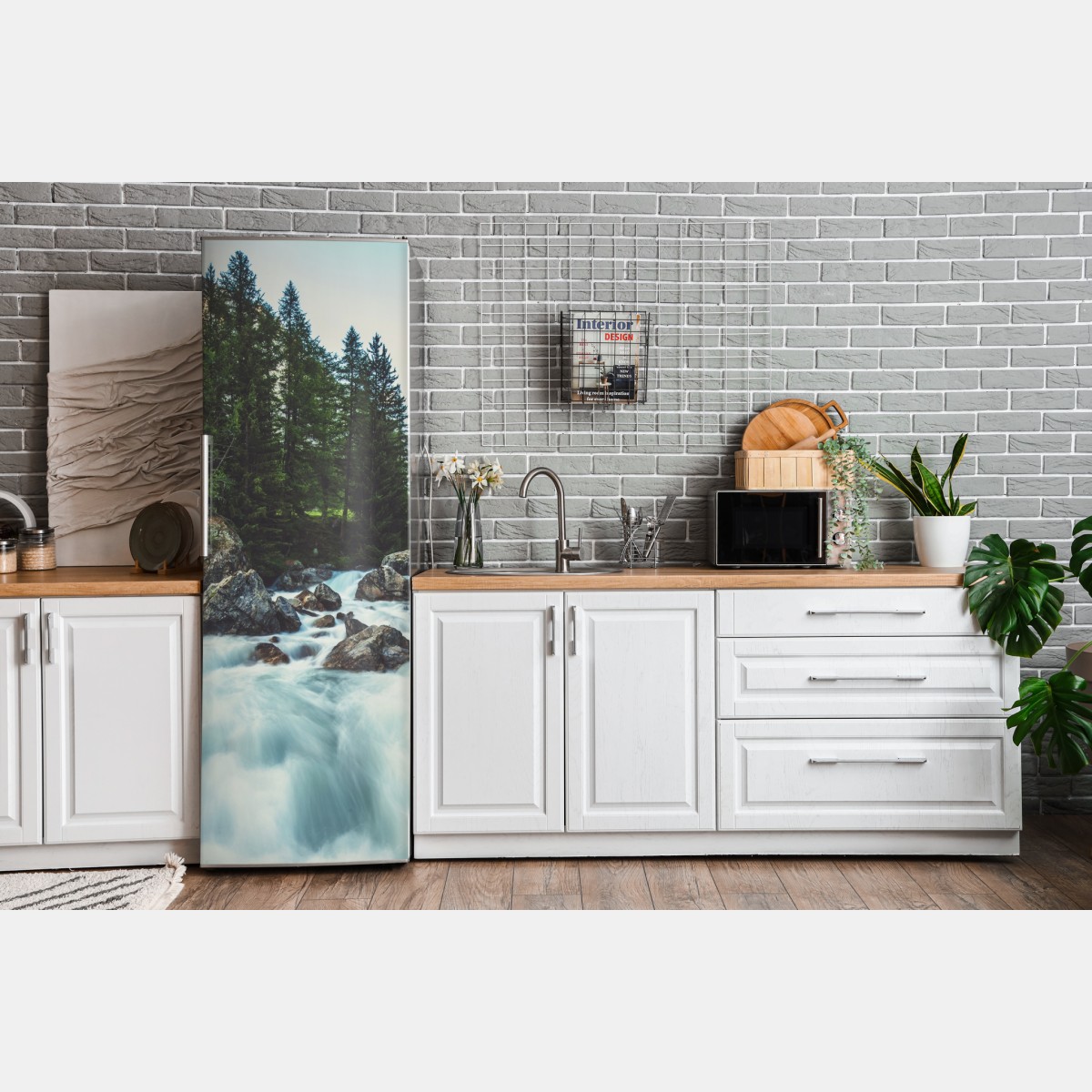 Naklejka na lodówkę malownicza alpejska rzeka w Ferret Valley – Wallissimo® Naklejka na lodówkę malownicza alpejska rzeka w Ferret Valley – Wallissimo®