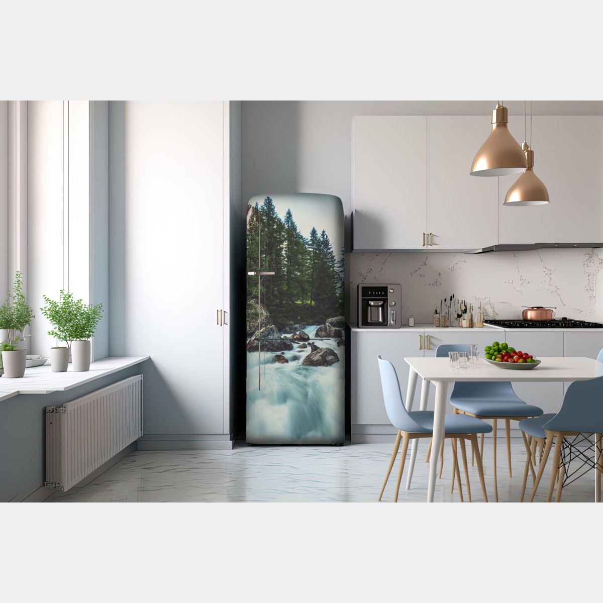 Naklejka na lodówkę malownicza alpejska rzeka w Ferret Valley – Wallissimo® Naklejka na lodówkę malownicza alpejska rzeka w Ferret Valley – Wallissimo®