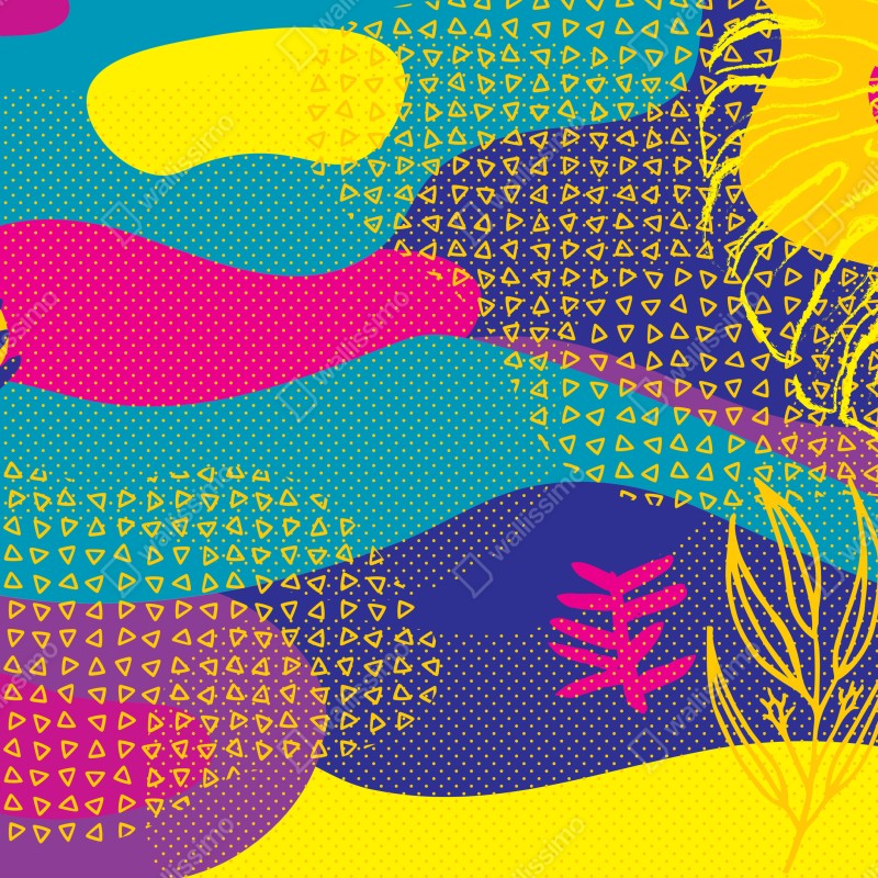 Naklejka na lodówkę żywy abstrakcyjny wzór tropikalny – Wallissimo® Naklejka na lodówkę żywy abstrakcyjny wzór tropikalny – Wallissimo®