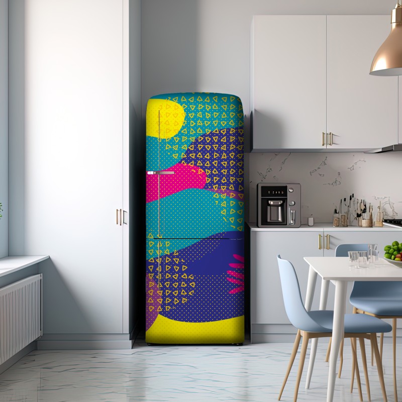 Naklejka na lodówkę żywy abstrakcyjny wzór tropikalny – Wallissimo® Naklejka na lodówkę żywy abstrakcyjny wzór tropikalny – Wallissimo®