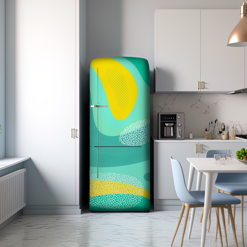Naklejka na lodówkę turkusowo-żółty abstrakcyjny wzór – Wallissimo® Naklejka na lodówkę turkusowo-żółty abstrakcyjny wzór – Wallissimo®