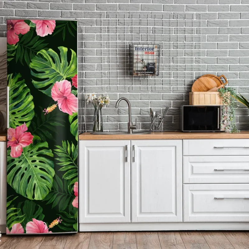 Naklejka na lodówkę czerwone róże na czarnym tle – Wallissimo®