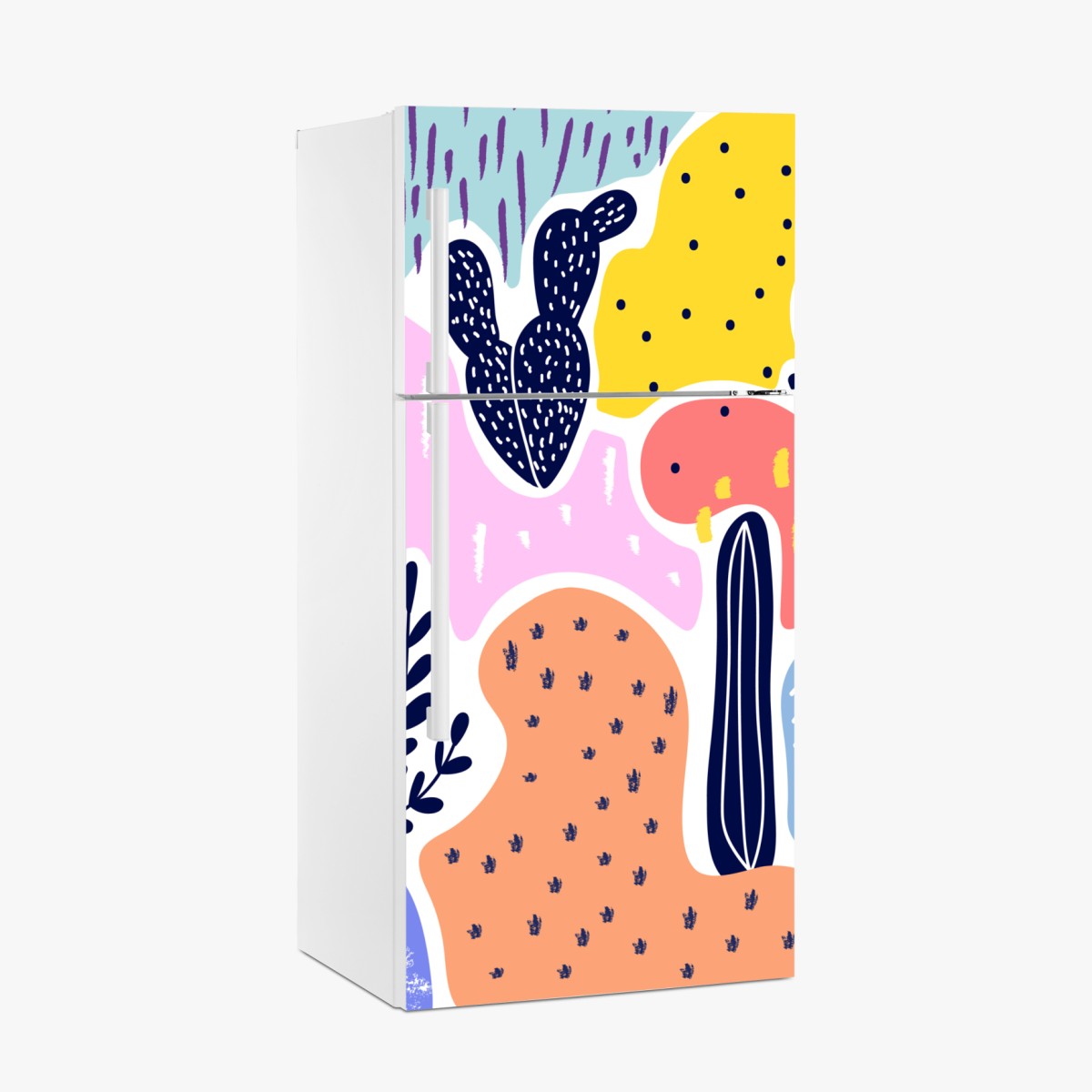 Fridge sticker playful abstract botanical pattern