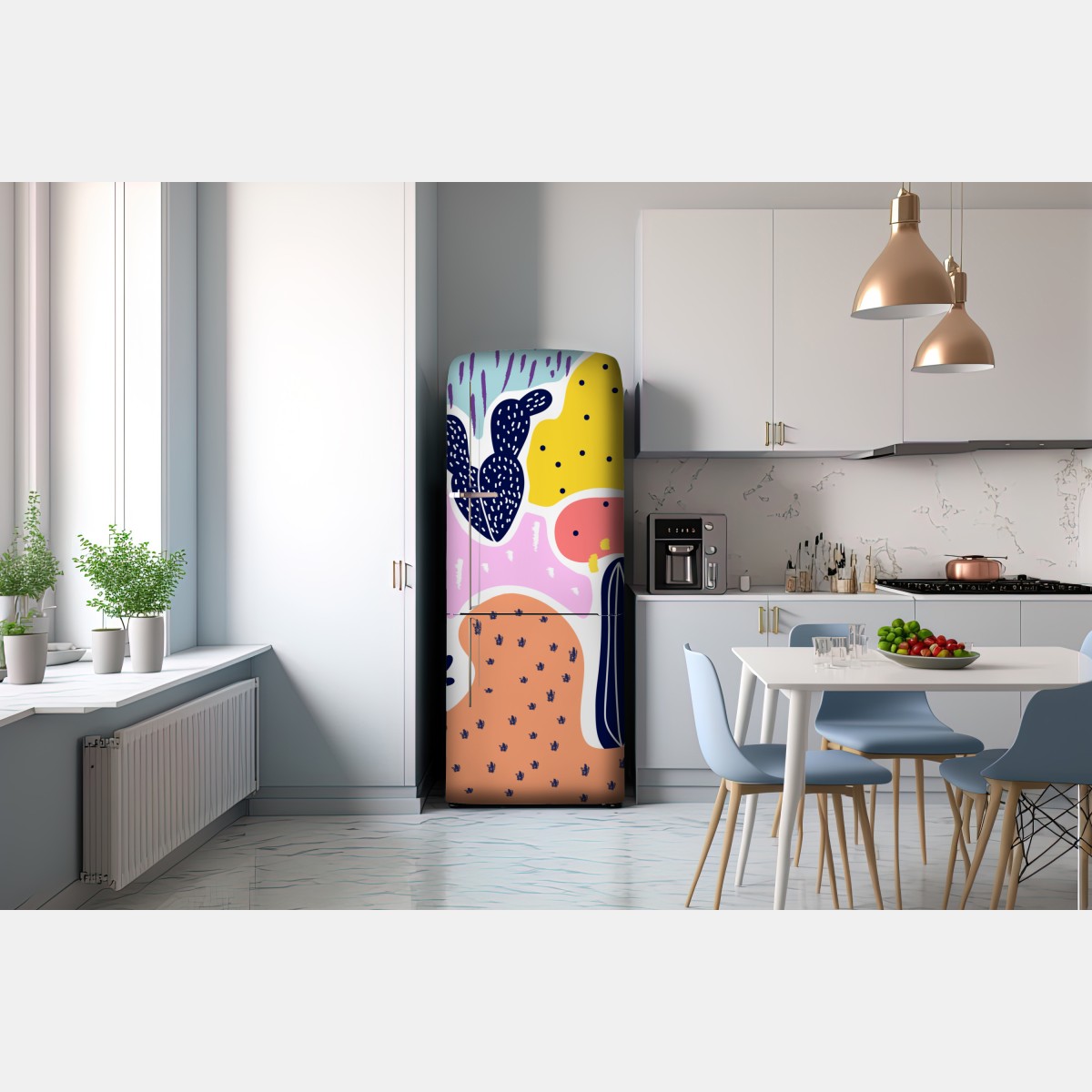 Naklejka na lodówkę zabawny abstrakcyjny wzór roślinny – Wallissimo® Naklejka na lodówkę zabawny abstrakcyjny wzór roślinny – Wallissimo®