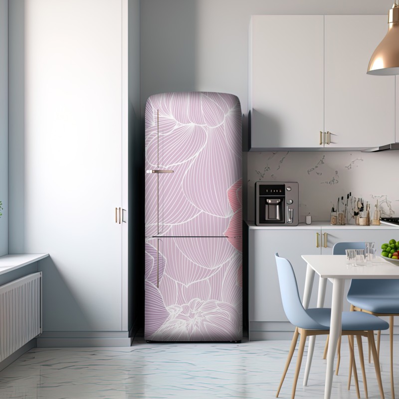 Naklejka na lodówkę delikatny pastelowy wzór kwiatowy – Wallissimo® Naklejka na lodówkę delikatny pastelowy wzór kwiatowy – Wallissimo®