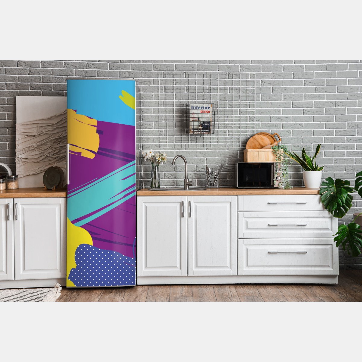 Naklejka na lodówkę żywa abstrakcyjna kompozycja pop-art – Wallissimo® Naklejka na lodówkę żywa abstrakcyjna kompozycja pop-art – Wallissimo®