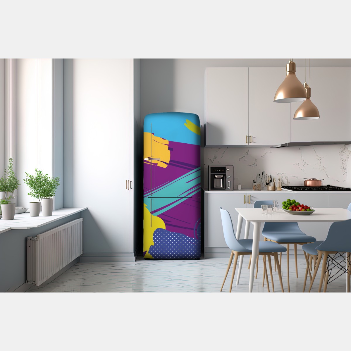Naklejka na lodówkę żywa abstrakcyjna kompozycja pop-art – Wallissimo® Naklejka na lodówkę żywa abstrakcyjna kompozycja pop-art – Wallissimo®