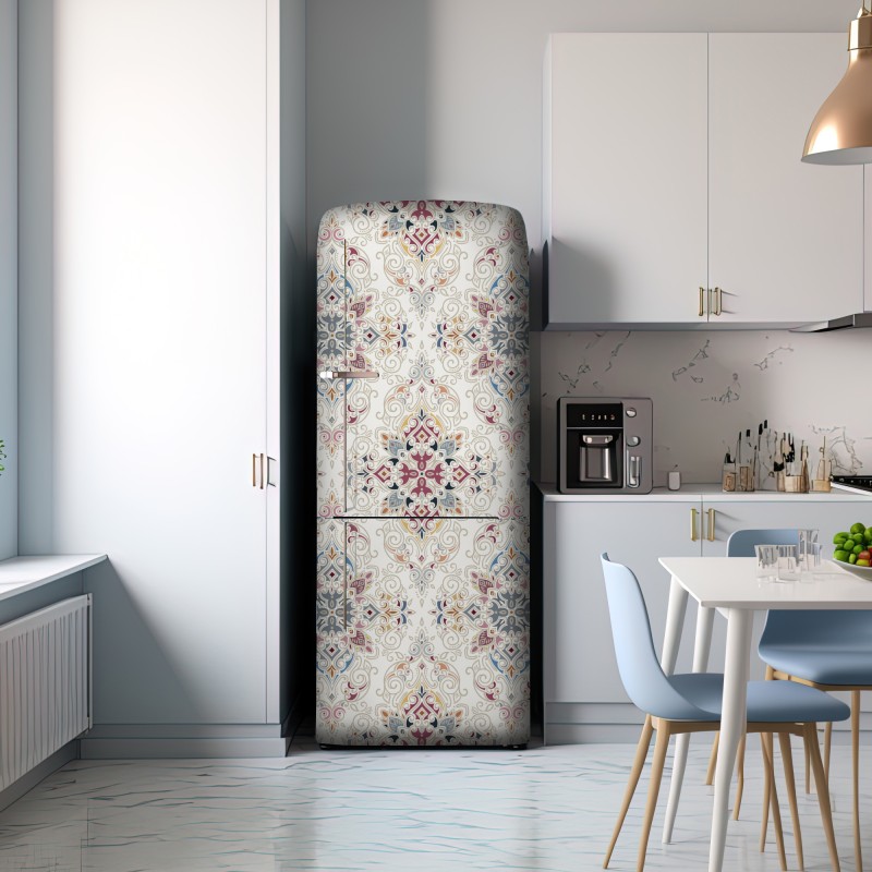 Naklejka na lodówkę ozdobny wzór damaskowy w stylu vintage – Wallissimo® Naklejka na lodówkę ozdobny wzór damaskowy w stylu vintage – Wallissimo®