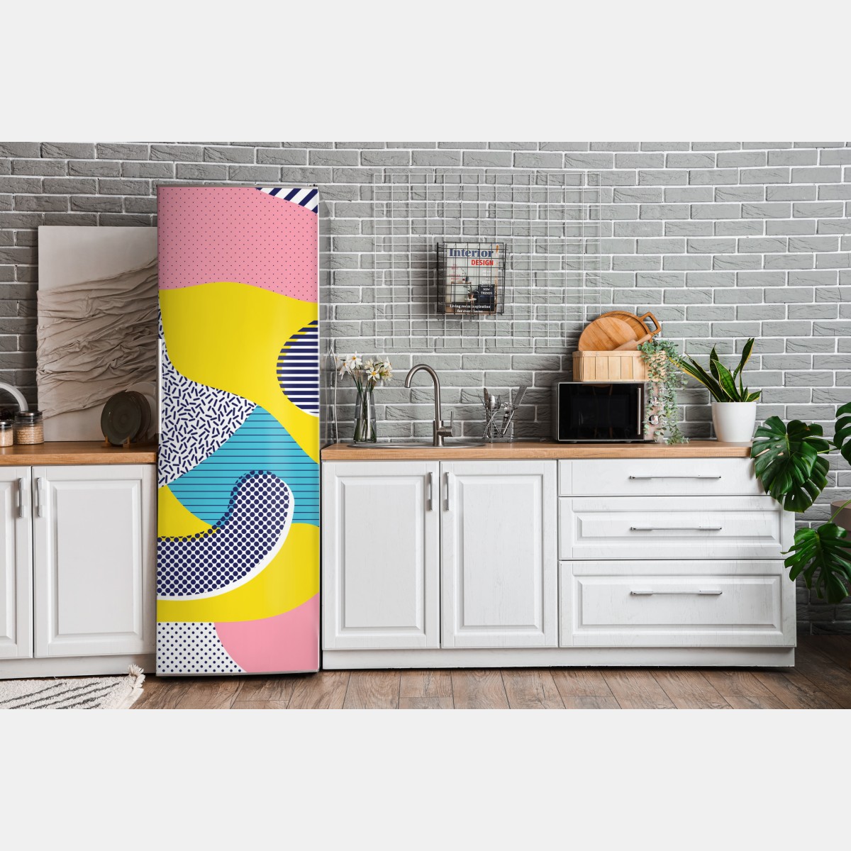 Naklejka na lodówkę zabawny abstrakcyjny wzór memphis – Wallissimo® Naklejka na lodówkę zabawny abstrakcyjny wzór memphis – Wallissimo®