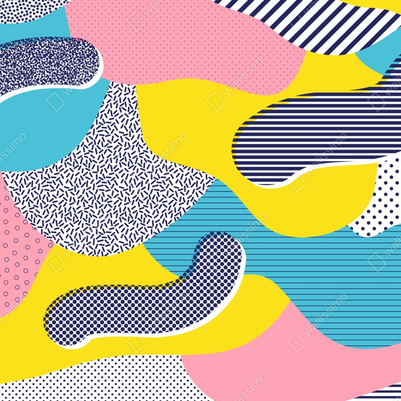 Naklejka na lodówkę zabawny abstrakcyjny wzór memphis – Wallissimo® Naklejka na lodówkę zabawny abstrakcyjny wzór memphis – Wallissimo®