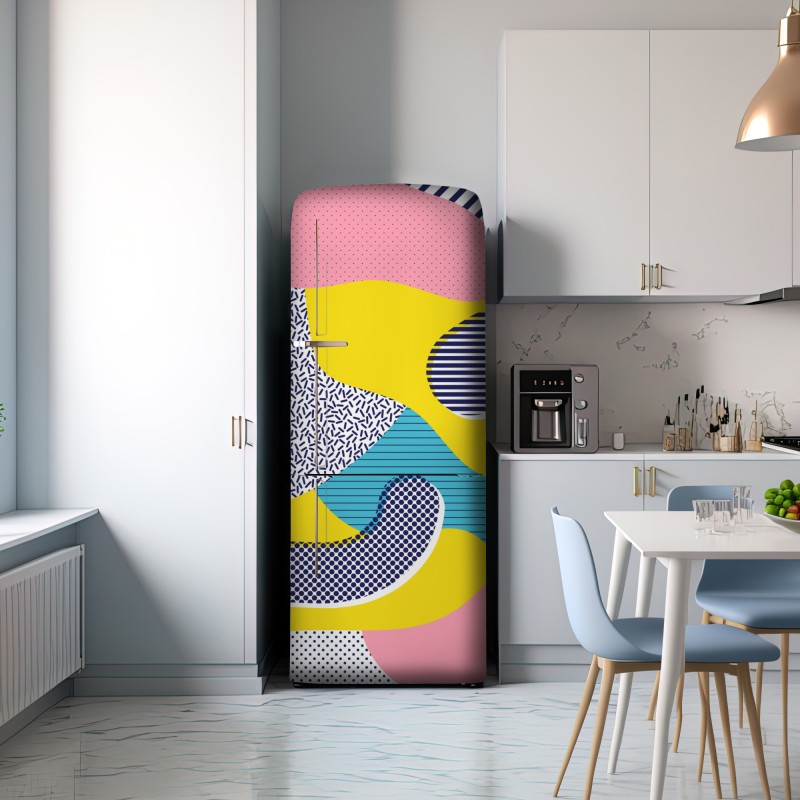 Naklejka na lodówkę zabawny abstrakcyjny wzór memphis – Wallissimo® Naklejka na lodówkę zabawny abstrakcyjny wzór memphis – Wallissimo®