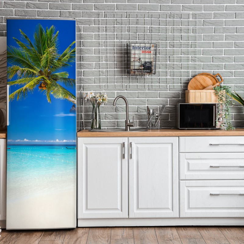 Naklejka na lodówkę elegancki szary wzór damasceński – Wallissimo®